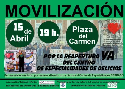 Por la reapertura del Centro de Especialidades. Movilización 15 de abril